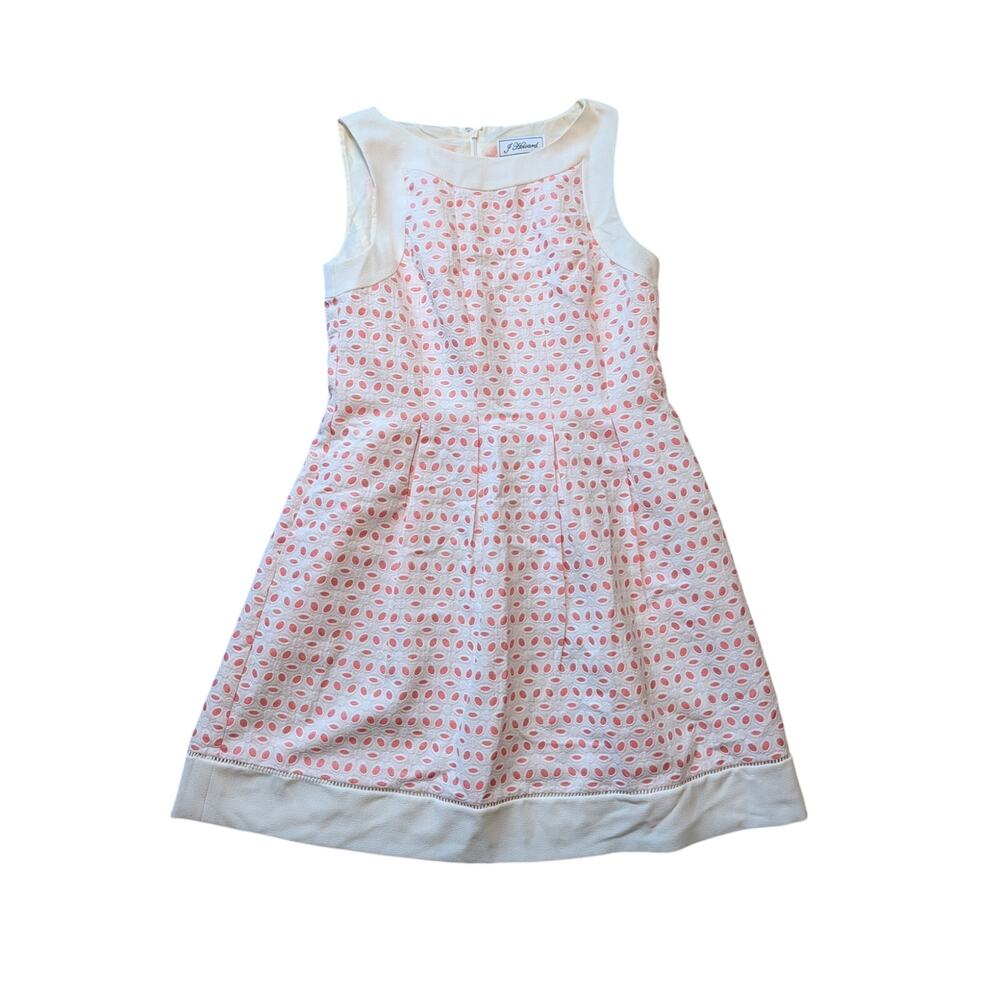 J. HOWARD Pink & cream Eyelet women's dress, 10, fit & Flare styling, preppy